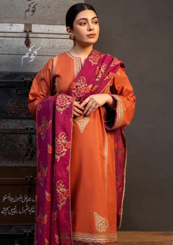 Zara Shahjahan 3PC Fancy Winter Suit with Printed Wool Shawl