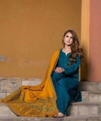 ASLING 3PC Dhanak Suit with Printed Soft Wool Shawl