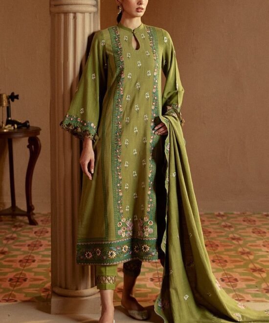 Green Oasis - 3PC Dhanak Embroidered Suit
