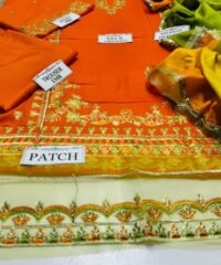 OMAL 3PC Dhanak Orange Dress with Tie & Dye Shawl