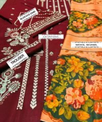 URGE 3Pc Dhanak Embroidered Suit with Dhanak Printed Shawl