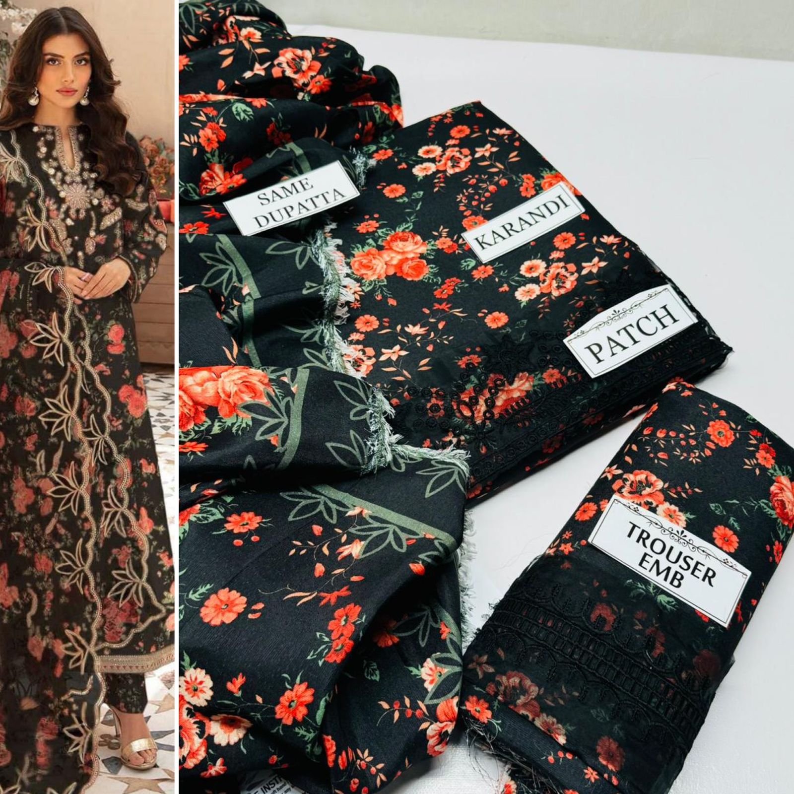Printed 3PC Unstitched Karandi Dress