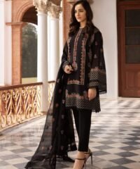 3 Piece Embroidered Lawn Suit With Bamber Chiffon Embroidered Dupatta