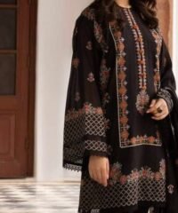 3 Piece Embroidered Lawn Suit With Bamber Chiffon Embroidered Dupatta