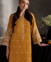 Mustard Yellow 2Pc Embroidered Lawn Dress