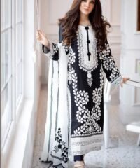 3PC Lawn Embroidered Shirt With Bamber Chiffon Embroidered Dupatta