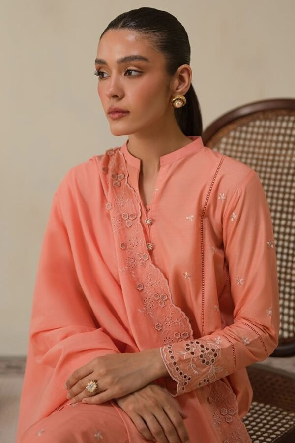 Lawn 3pcs Embroidered Dress with Bamber Chiffon Embroidered Dupatta